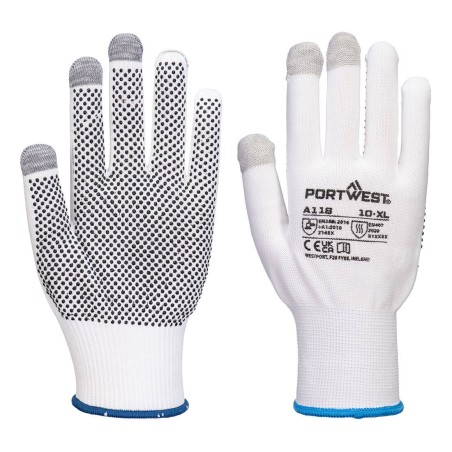 GRIP 13 GANT PVC AVEC PICOTS POUR ÉCRAN TACTILE (12 PAIRES)  Colour:Blanc/Gris