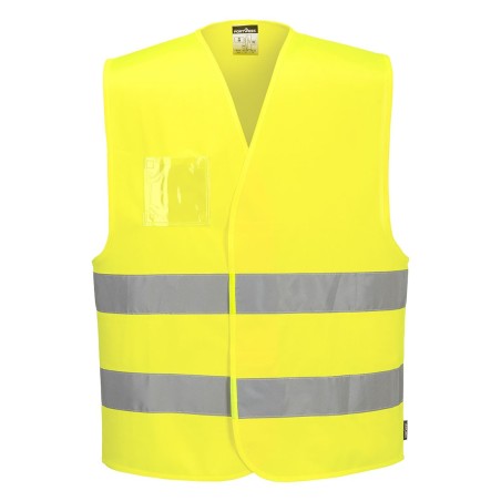 GILET HV AVEC PORTE-BADGE DOUBLE ENTRÉE  Colour:Jaune