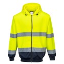 SWEAT HI-VIS BICOLORE ZIPPÉ À CAPUCHE  Colour:Jaune/Marine