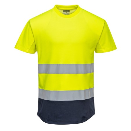 TEE-SHIRT MESH BICOLORE  Colour:Jaune/Marine