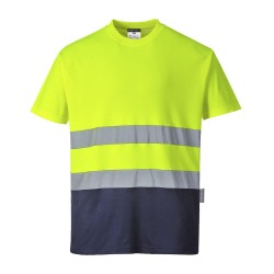 T-SHIRT COTON BICOLORE   Colour:Jaune/Marine