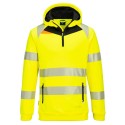 DX4 HI-VIS 1/4 ZIP HOODIE  Colour:Jaune/Noir