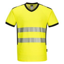 T-SHIRT COL V PW3 HI-VIS   Colour:Jaune/Noir