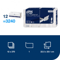 Essuie-mains continus Tork PeakServe blancs H5, Advanced, comprimés - Colis de 12x270