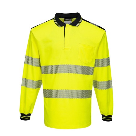 PW3 POLO HAUTE VISIBILITÉ ML   Colour:Jaune/Noir