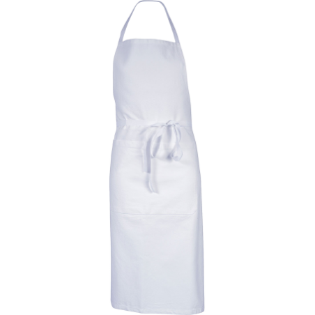 Tablier poly/coton blanc sans poche valet Malte 95x102 cm