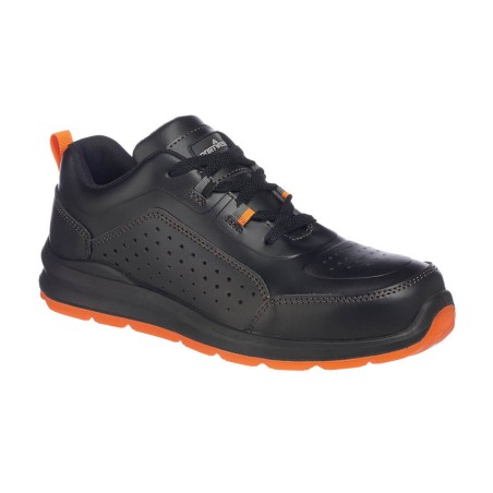 PORTWEST COMPOSITELITE PERFORATED SAFETY TRAINER S1P  Colour:Noir/Orange