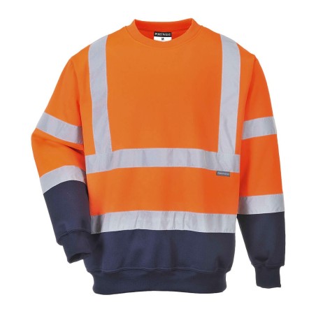 SWEATSHIRT BICOLORE HIVIS  Colour:Orange/Marine