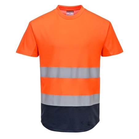 TEE-SHIRT MESH BICOLORE  Colour:Orange/Marine