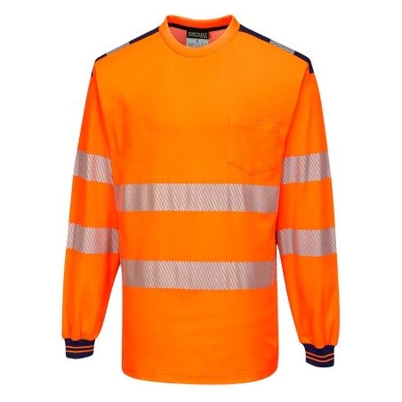 PW3 T-SHIRT HAUTE VISIBILITÉ ML  Colour:Orange/Marine