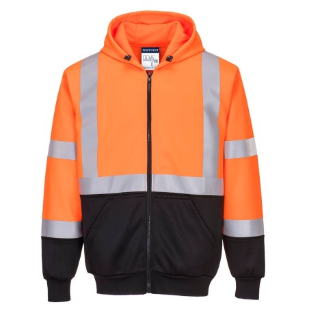 SWEAT HI-VIS BICOLORE ZIPPÉ À CAPUCHE  Colour:Orange/Noir