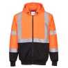 SWEAT HI-VIS BICOLORE ZIPPÉ À CAPUCHE  Colour:Orange/Noir